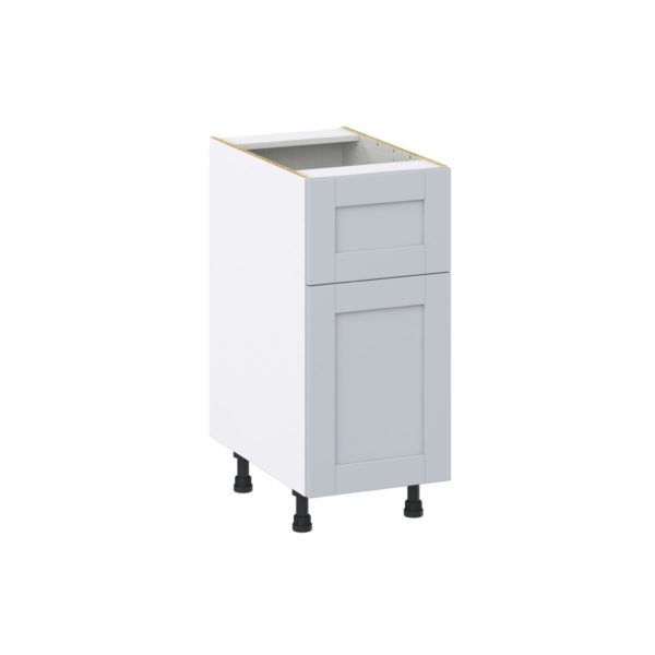 Sea Holly Light Gray  Shaker Assembled Base Cabinet with 1 Door and 10 in. Drawer (15 in. W x 34.5 in. H x 24 in. D)