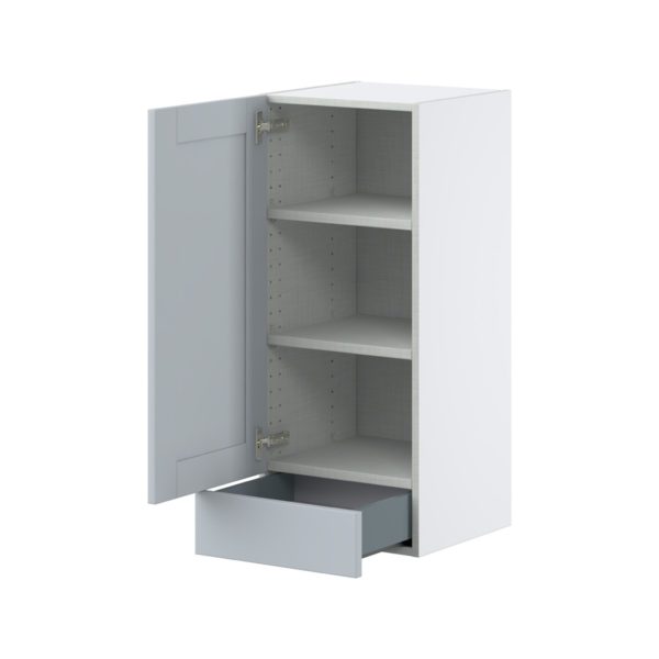 Sea Holly Light Gray  Shaker Assembled Wall  Cabinet with a Door and a 5 in. Drawer (15 in. W x 35 in. H x 14 in. D)