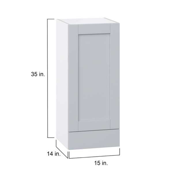 Sea Holly Light Gray  Shaker Assembled Wall  Cabinet with a Door and a 5 in. Drawer (15 in. W x 35 in. H x 14 in. D)