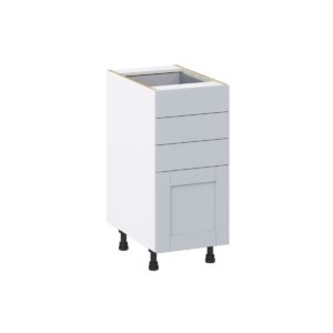 Sea Holly Light Gray  Shaker Assembled Base Cabinet with 4 Drawers (15 in. W x 34.5 in. H x 24 in. D)