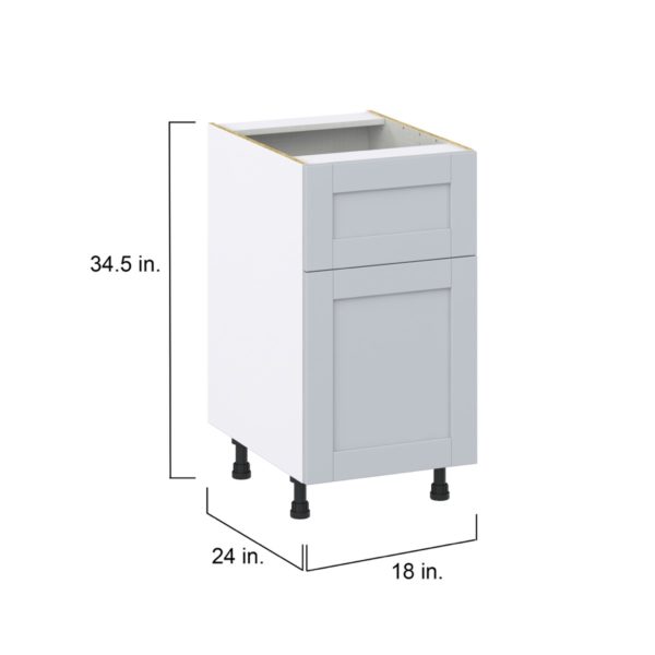 Sea Holly Light Gray  Shaker Assembled Base Cabinet with 1 Door and 10 in. Drawer (18 in. W x 34.5 in. H x 24 in. D)