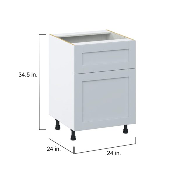 Sea Holly Light Gray  Shaker Assembled Base Cabinet with 1 Door and 10 in. Drawer (24 in. W x 34.5 in. H x 24 in. D)