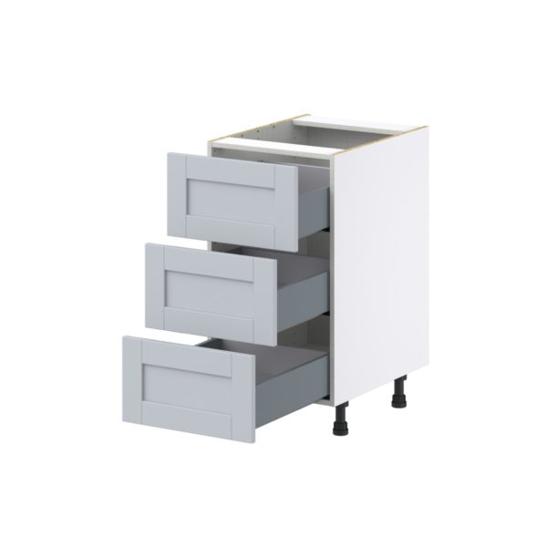 Sea Holly Light Gray  Shaker Assembled Base Cabinet with Three 10 in. Drawers (18 in. W x 34.5 in. H x 24 in. D)