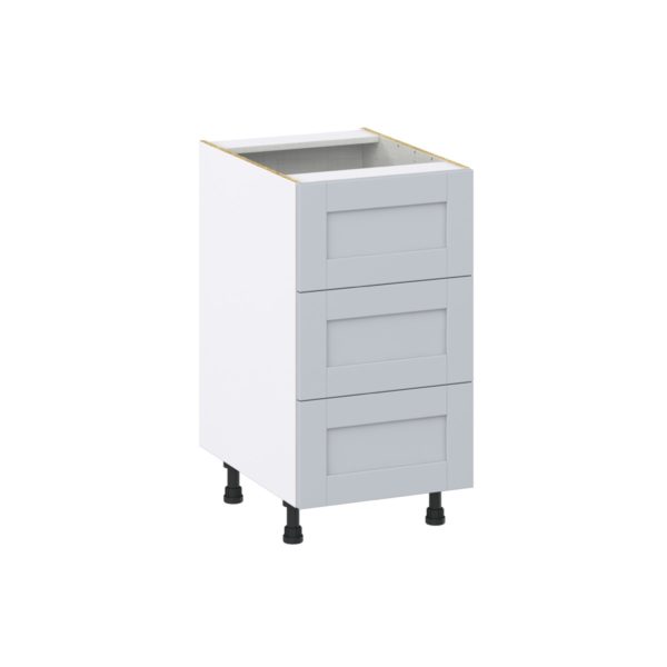 Sea Holly Light Gray  Shaker Assembled Base Cabinet with Three 10 in. Drawers (18 in. W x 34.5 in. H x 24 in. D)