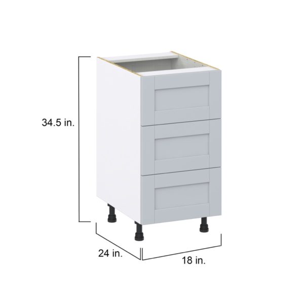 Sea Holly Light Gray  Shaker Assembled Base Cabinet with Three 10 in. Drawers (18 in. W x 34.5 in. H x 24 in. D)