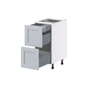 Sea Holly Light Gray  Shaker Assembled Base Cabinet with 2 Drawers and 1 Inner Drawer (15 in. W x 34.5 in. H x 24 in. D)