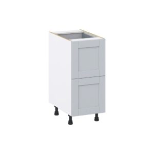 Sea Holly Light Gray  Shaker Assembled Base Cabinet with 2 Drawers and 1 Inner Drawer (15 in. W x 34.5 in. H x 24 in. D)