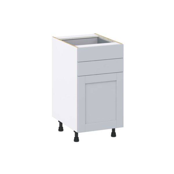 Sea Holly Light Gray  Shaker Assembled Base Cabinet with 1 Door and Two 5 in. Drawers (18 in. W x 34.5 in. H x 24 in. D)