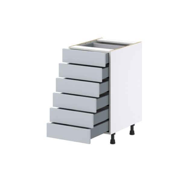 Sea Holly Light Gray  Shaker Assembled Base Cabinet with 6 Drawers (18 in. W x 34.5 in. H x 24 in. D)