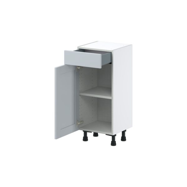 Sea Holly Light Gray  Shaker Assembled Shallow Base Cabinet with 1 Door and 1 Drawer (15 in. W x 34.5 in. H x 14 in. D)