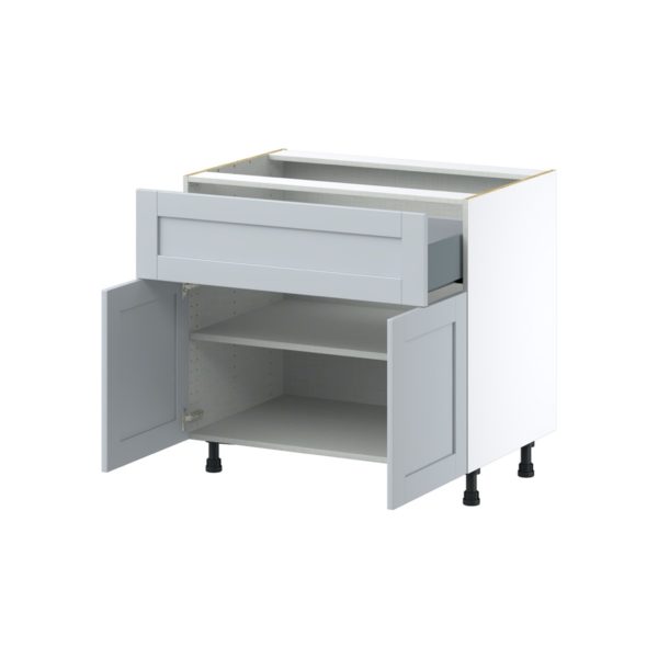 Sea Holly Light Gray  Shaker Assembled Base Cabinet with 1 Door and 10 in. Drawer (36 in. W x 34.5 in. H x 24 in. D)