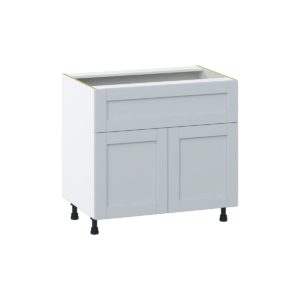 Sea Holly Light Gray  Shaker Assembled Base Cabinet with 1 Door and 10 in. Drawer (36 in. W x 34.5 in. H x 24 in. D)