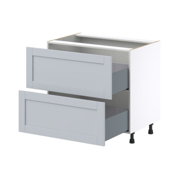 Sea Holly Light Gray  Shaker Assembled Base Cabinet with 2 Drawers (36 in. W x 34.5 in. H x 24 in. D)