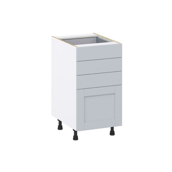 Sea Holly Light Gray  Shaker Assembled Base Cabinet with 4 Drawers (18 in. W x 34.5 in. H x 24 in. D)