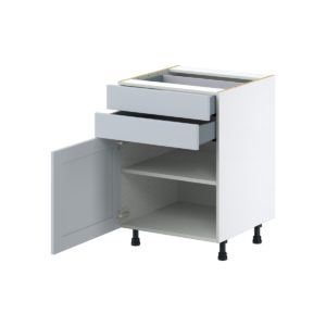 Sea Holly Light Gray  Shaker Assembled Base Cabinet with 1 Door and Two 5 in. Drawers (24 in. W x 34.5 in. H x 24 in. D)