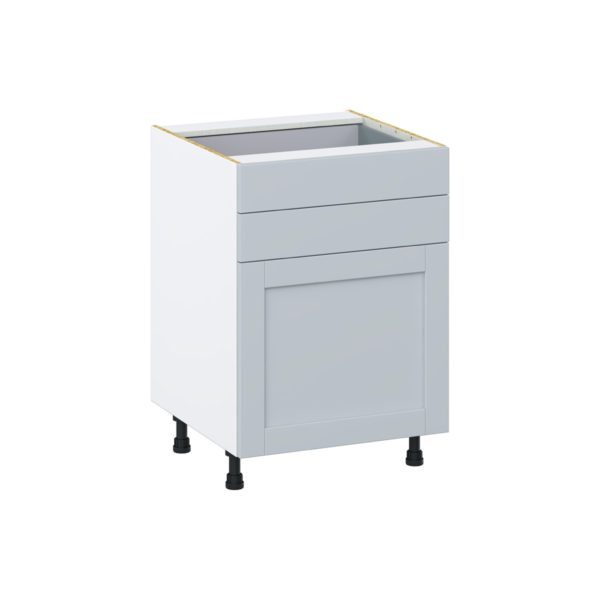 Sea Holly Light Gray  Shaker Assembled Base Cabinet with 1 Door and Two 5 in. Drawers (24 in. W x 34.5 in. H x 24 in. D)