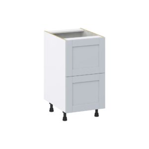 Sea Holly Light Gray  Shaker Assembled Base Cabinet with 2 Drawers (18 in. W x 34.5 in. H x 24 in. D)