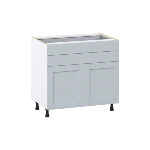 Sea Holly Light Gray  Shaker Assembled Base Cabinet with Two Doors and Two 5 in. Drawers (36 in. W x 34.5 in. H x 24 in. D)