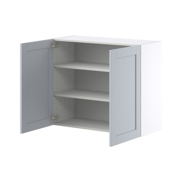 Sea Holly Light Gray  Shaker Assembled Wall  Cabinet with 2 Full High Doors (36 in. W x 30 in. H x 14 in. D)