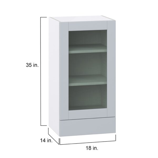 Sea Holly Light Gray Assembled Wall  Cabinet with a Glass Door and a 5 in. Drawer (18 in. W x 35 in. H x 14 in. D)