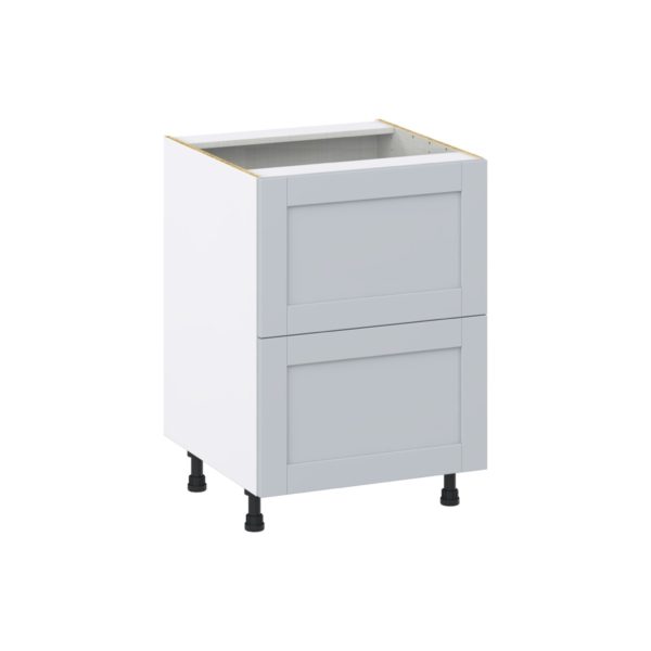 Sea Holly Light Gray  Shaker Assembled Base Cabinet with 2 Drawers (24 in. W x 34.5 in. H x 24 in. D)