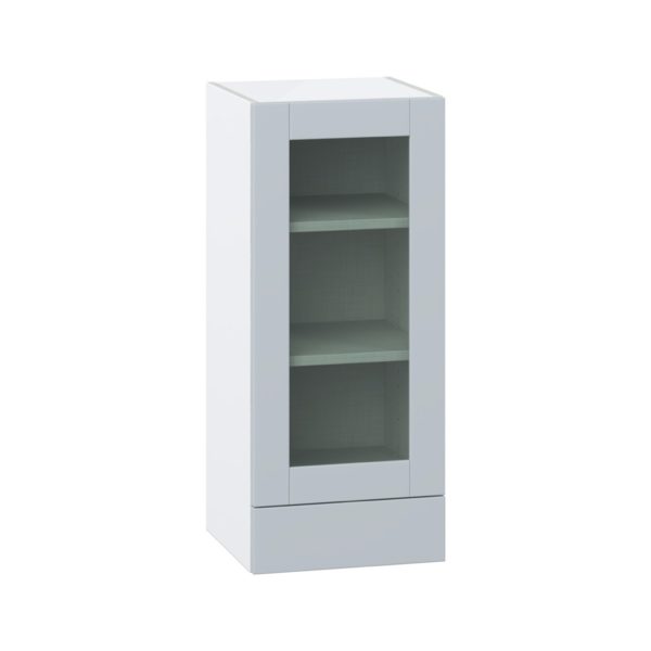 Sea Holly Light Gray Assembled Wall  Cabinet with a Glass Door and a 5 in. Drawer (15 in. W x 35 in. H x 14 in. D)