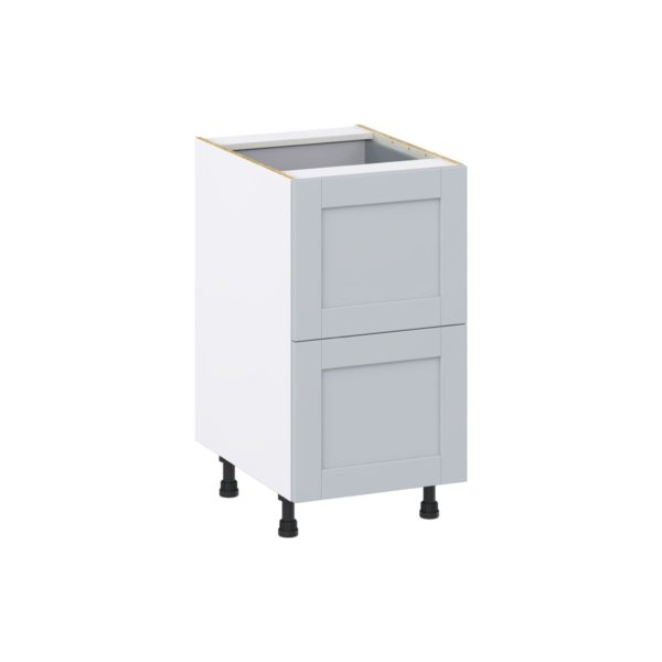 Sea Holly Light Gray  Shaker Assembled Base Cabinet with 2 Drawers and 1 Inner Drawer (18 in. W x 34.5 in. H x 24 in. D)