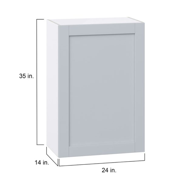 Sea Holly Light Gray  Shaker Assembled Wall  Cabinet with Full High Door (24 in. W x 35 in. H x 14 in. D)