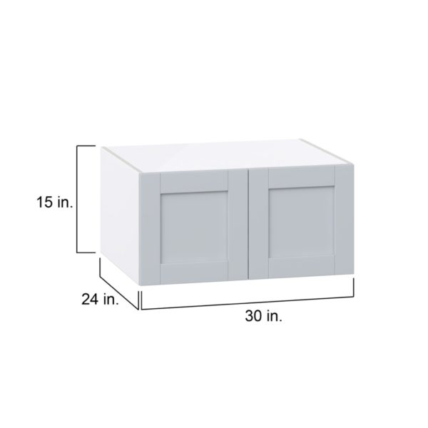 Sea Holly Light Gray  Shaker Assembled Deep Wall Bridge Cabinet (30 in. W X 15 in. H X 24 in. D)