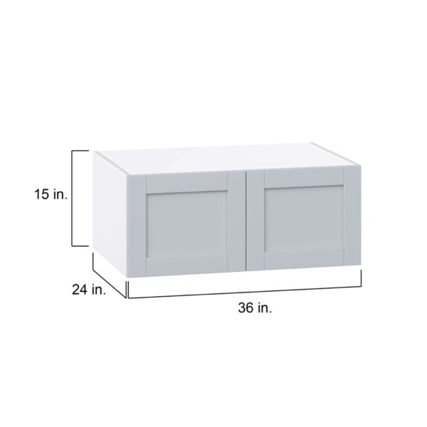 Sea Holly Light Gray  Shaker Assembled Deep Wall Bridge  Cabinet (36 in. W X 15 in. H X 24 in. D)