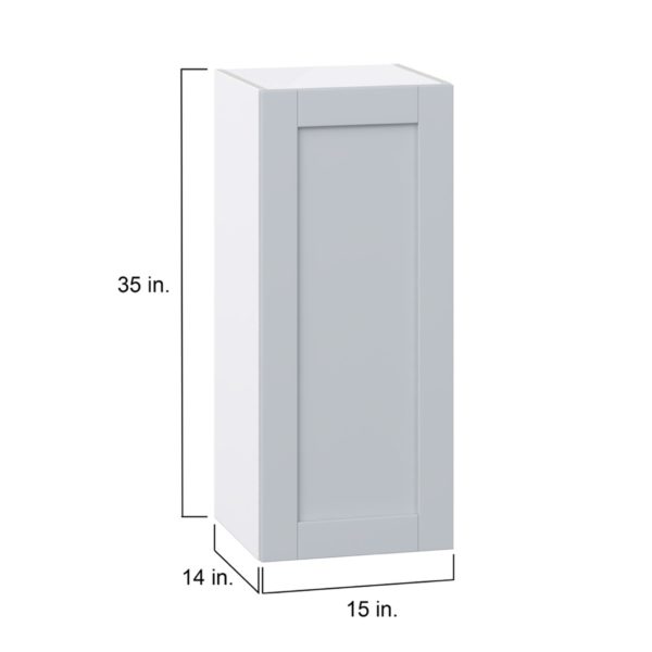 Sea Holly Light Gray  Shaker Assembled Wall  Cabinet with Full High Door (15 in. W x 35 in. H x 14 in. D)