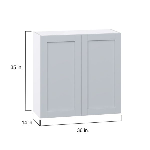 Sea Holly Light Gray  Shaker Assembled Wall  Cabinet with 2 Full High Doors (36 in. W x 35 in. H x 14 in. D)