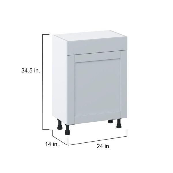 Sea Holly Light Gray  Shaker Assembled Shallow Base Cabinet with 1 Door and 1 Drawer (24 in. W x 34.5 in. H x 14 in. D)