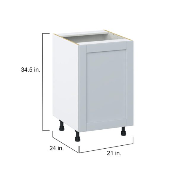 Sea Holly Light Gray  Shaker Assembled Base Cabinet with a Full High Door (21 in. W x 34.5 in. H x 24 in. D)