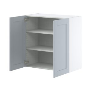 Sea Holly Light Gray  Shaker Assembled Wall  Cabinet with 2 Full High Doors (30 in. W x 30 in. H x 14 in. D)