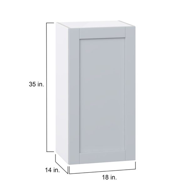 Sea Holly Light Gray  Shaker Assembled Wall  Cabinet with Full High Door (18 in. W x 35 in. H x 14 in. D)