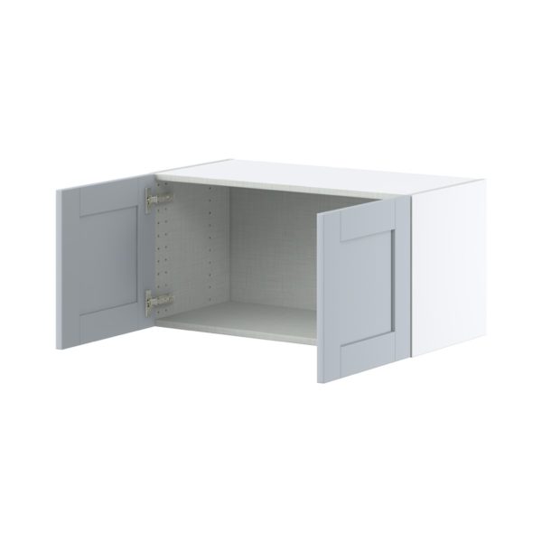 Sea Holly Light Gray  Shaker Assembled Wall Bridge  Cabinet (30 in. W X 15 in. H X 14 in. D)