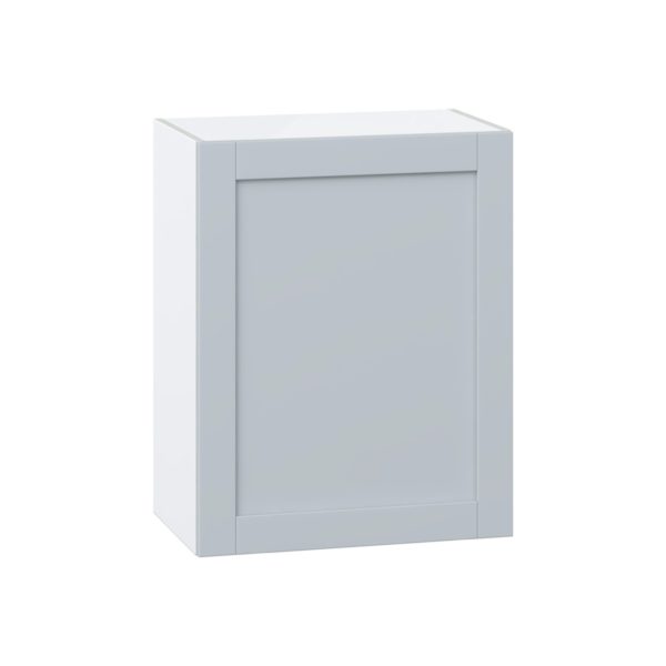 Sea Holly Light Gray  Shaker Assembled Wall  Cabinet with Full High Door (24 in. W x 30 in. H x 14 in. D)