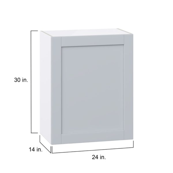 Sea Holly Light Gray  Shaker Assembled Wall  Cabinet with Full High Door (24 in. W x 30 in. H x 14 in. D)