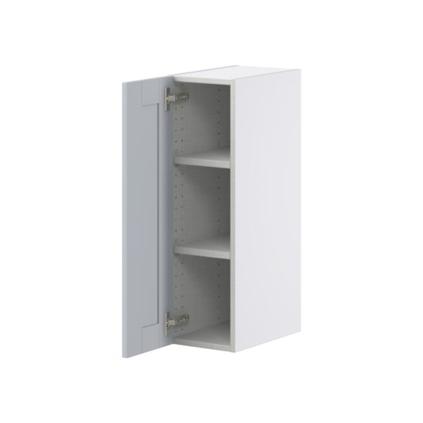 Sea Holly Light Gray  Shaker Assembled Wall  Cabinet with Full High Door (9 in. W x 30 in. H x 14 in. D)