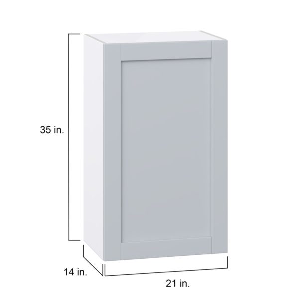 Sea Holly Light Gray  Shaker Assembled Wall  Cabinet with Full High Door (21 in. W x 35 in. H x 14 in. D)