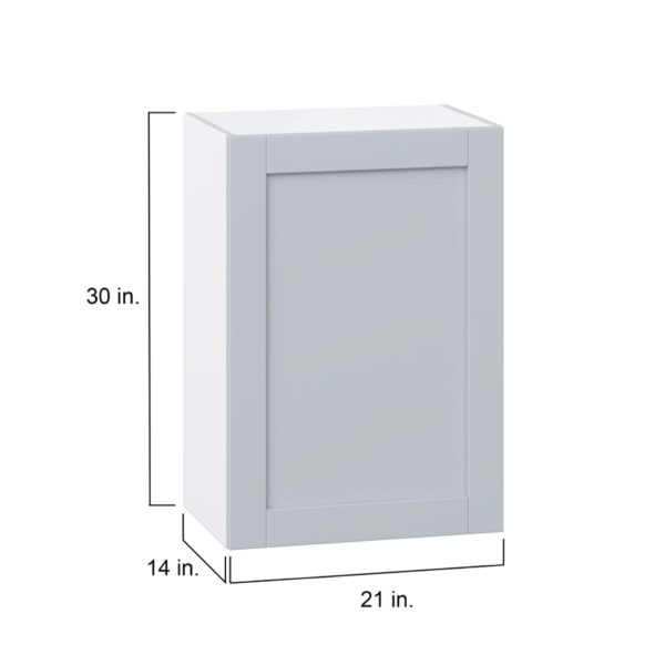 Sea Holly Light Gray  Shaker Assembled Wall  Cabinet with Full High Door (21 in. W x 30 in. H x 14 in. D)