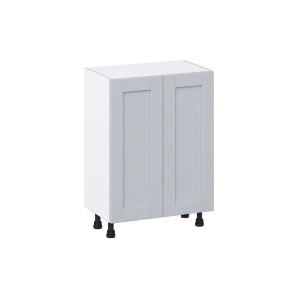 Sea Holly Light Gray  Shaker Assembled Shallow Base Cabinet with 2 Full High Doors (24 in. W x 34.5 in. H x 14 in. D)