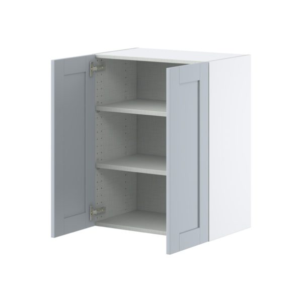 Sea Holly Light Gray  Shaker Assembled Wall  Cabinet  with 2 Full high Doors (24 in. W x 30 in. H x 14 in. D)