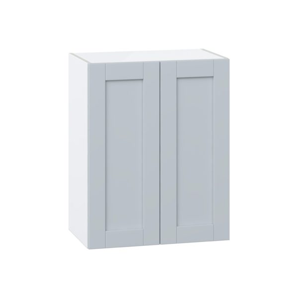 Sea Holly Light Gray  Shaker Assembled Wall  Cabinet  with 2 Full high Doors (24 in. W x 30 in. H x 14 in. D)