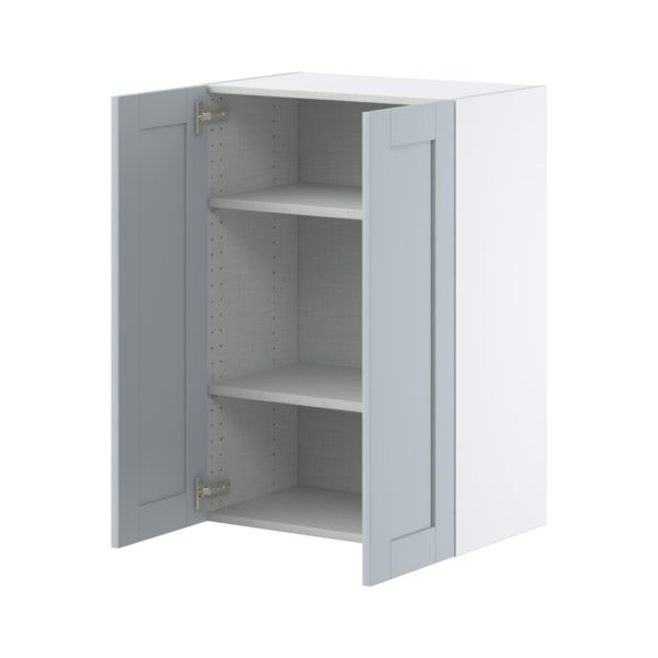 Sea Holly Light Gray  Shaker Assembled Wall  Cabinet with 2 Full High Doors (24 in. W x 35 in. H x 14 in. D)