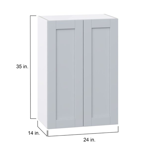 Sea Holly Light Gray  Shaker Assembled Wall  Cabinet with 2 Full High Doors (24 in. W x 35 in. H x 14 in. D)