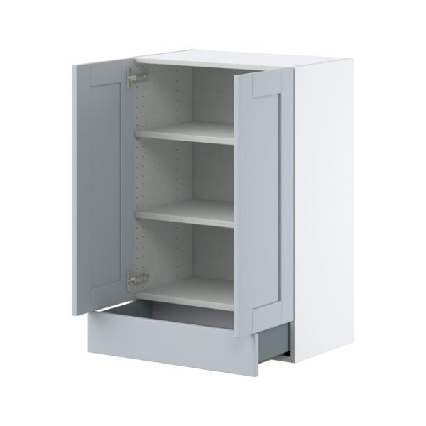 Sea Holly Light Gray  Shaker Assembled Wall  Cabinet with 2 Doors and a 5 in. Drawer (24 in. W x 35 in. H x 14 in. D)