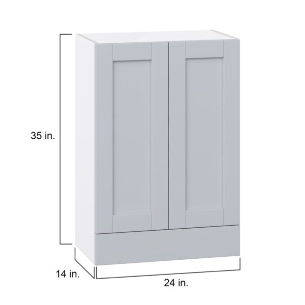 Sea Holly Light Gray  Shaker Assembled Wall  Cabinet with 2 Doors and a 5 in. Drawer (24 in. W x 35 in. H x 14 in. D)