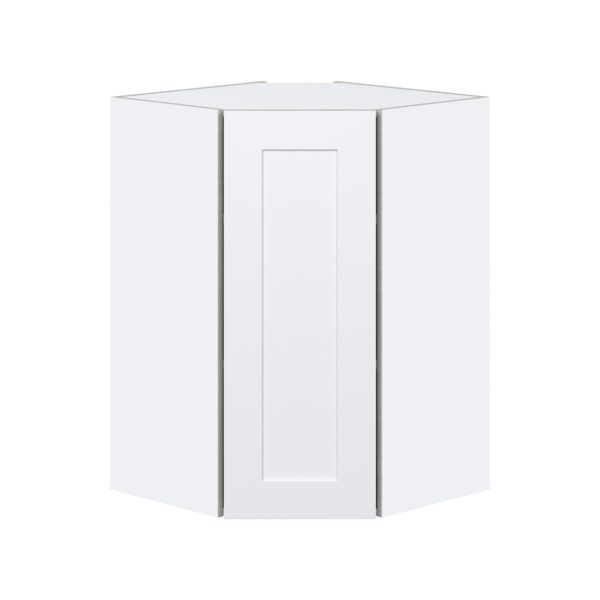 Jasmine Painted Warm White  Shaker Assembled Wall Diagonal Corner Cabinet with a Door (24 in. W x 35 in. H x 24 in. D)